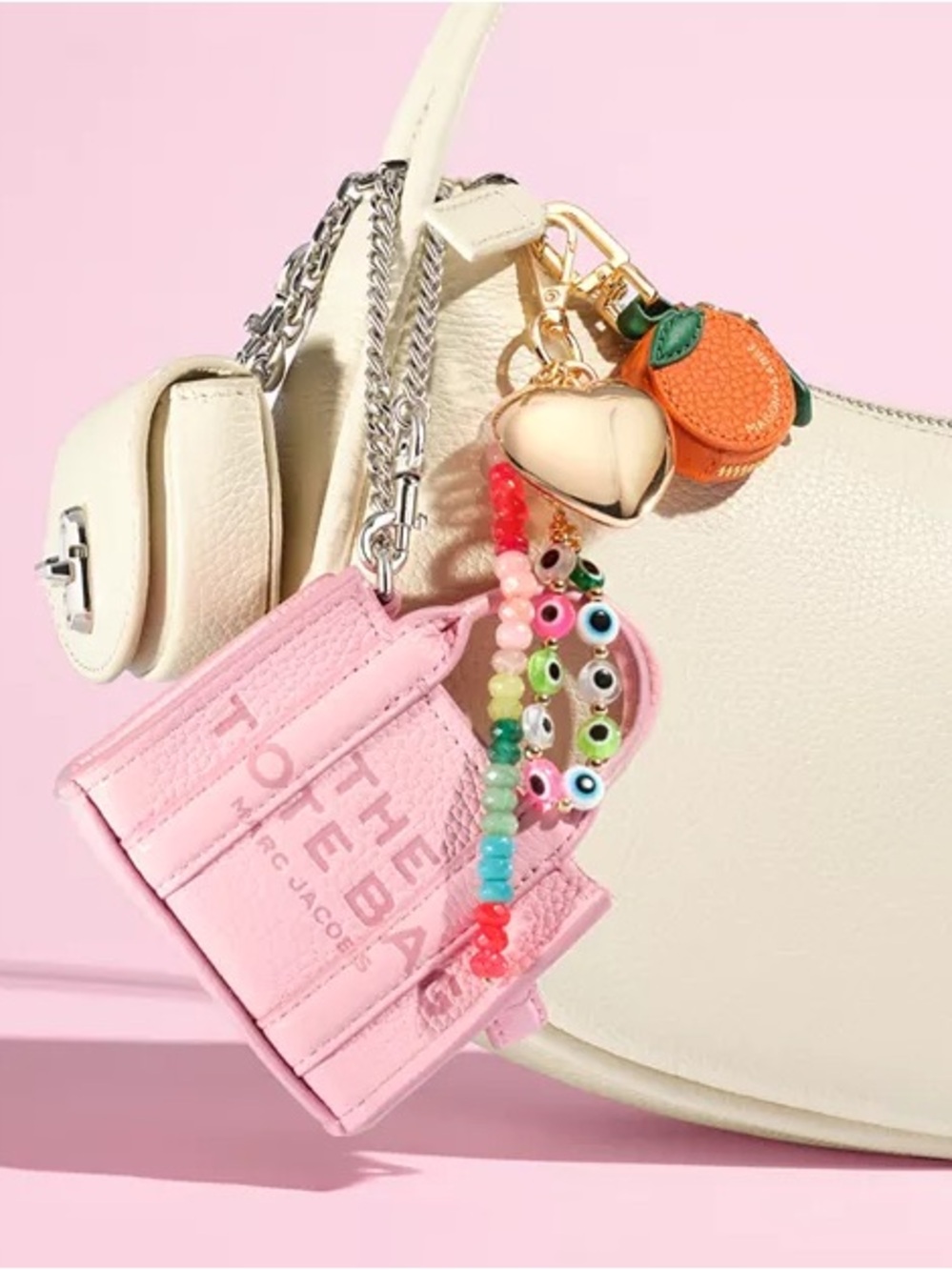 MARC JACOBS The Nano Tote Bag Charm Candy Pink NEW